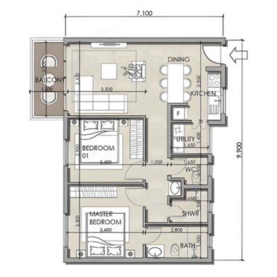 2 Bedroom (73sqm)